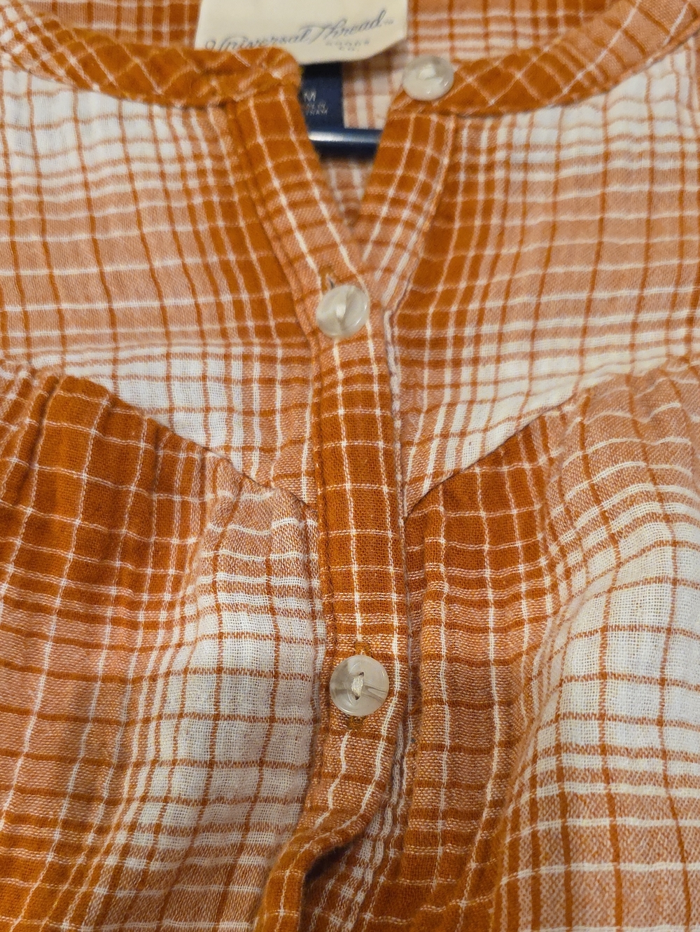 Universal Thread Lightweight Orange Plaid Button-Front Women's Top Shirt Medium - Picture 11 of 12